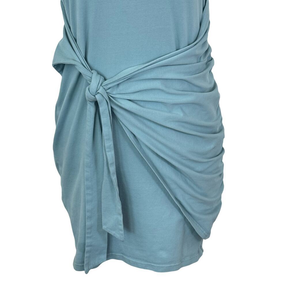 MEROKEETY Short Sleeve Crew Neck Mint T-Shirt Dress Tie Waist Ruched Dress Sz S - Picture 4 of 11